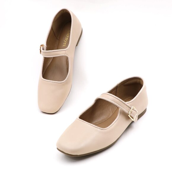 Natural Cushioned Insole Classic Mary Jane Ballet Flat Adjustable Ankle Strap - Picture 7 of 11